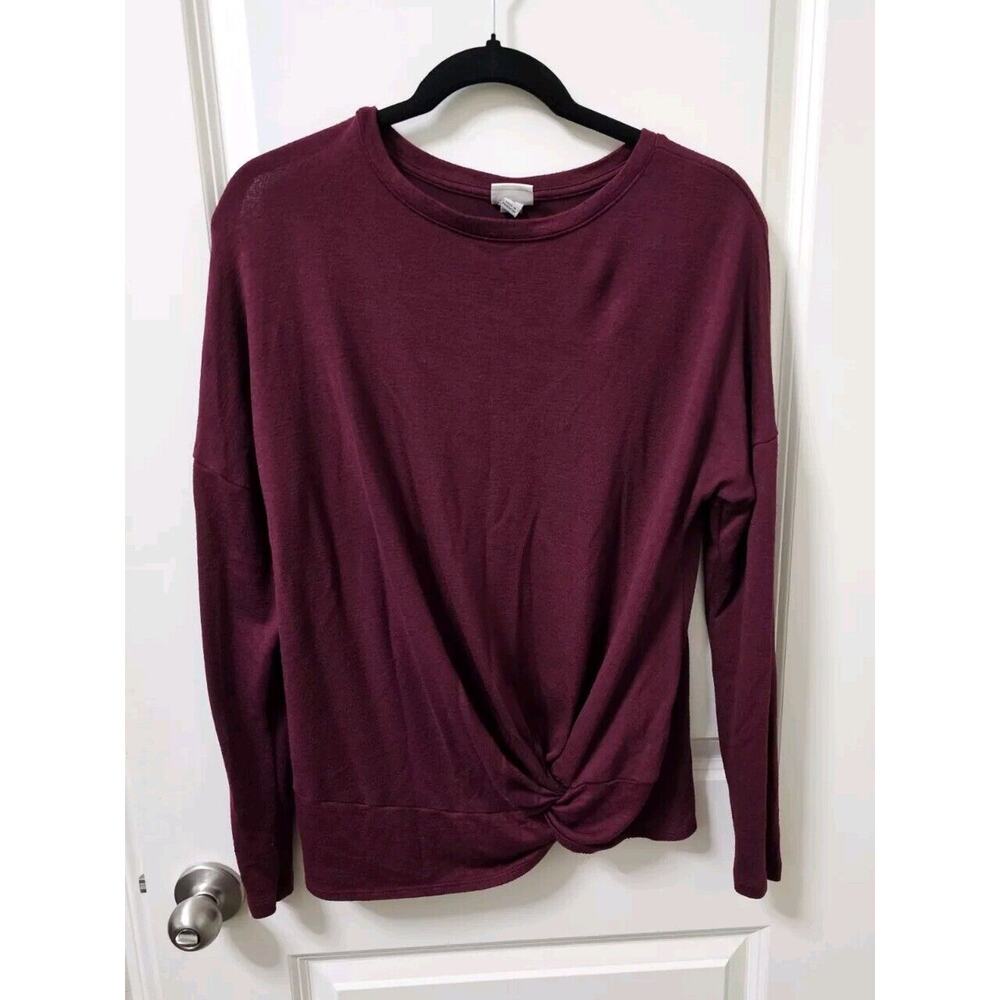A New Day Women's Knot Sweater Shirt Maroon Size M